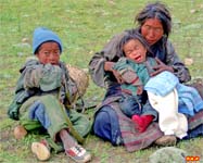 Famille pauvre Tibétaine